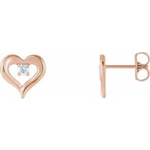 14K Rose Gold 1/10 CTW Natural Diamond Heart Earrings