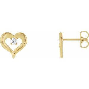 14K Yellow Gold 1/10 CTW Natural Diamond Heart Earrings