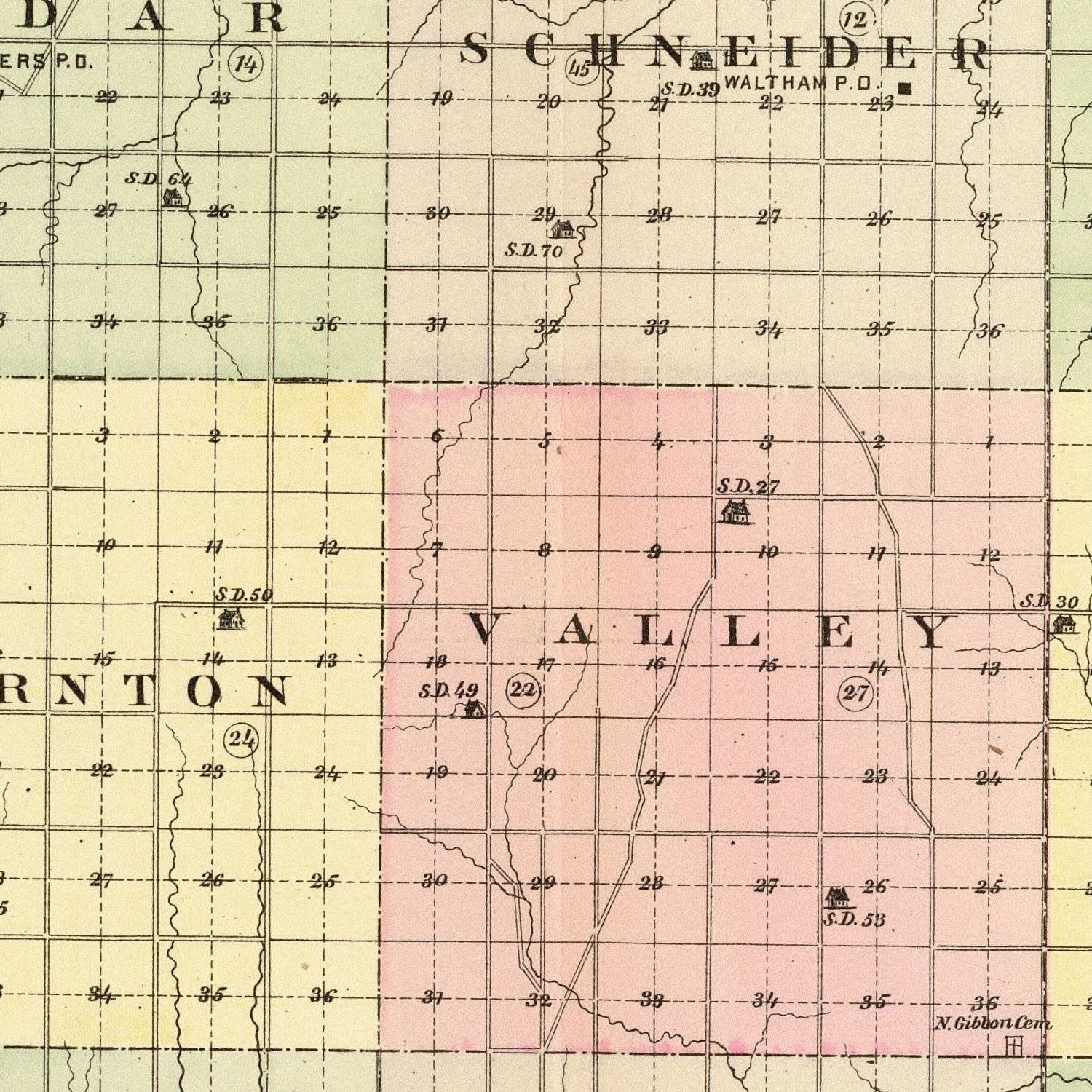 Vintage Map of Buffalo County, Nebraska 1885