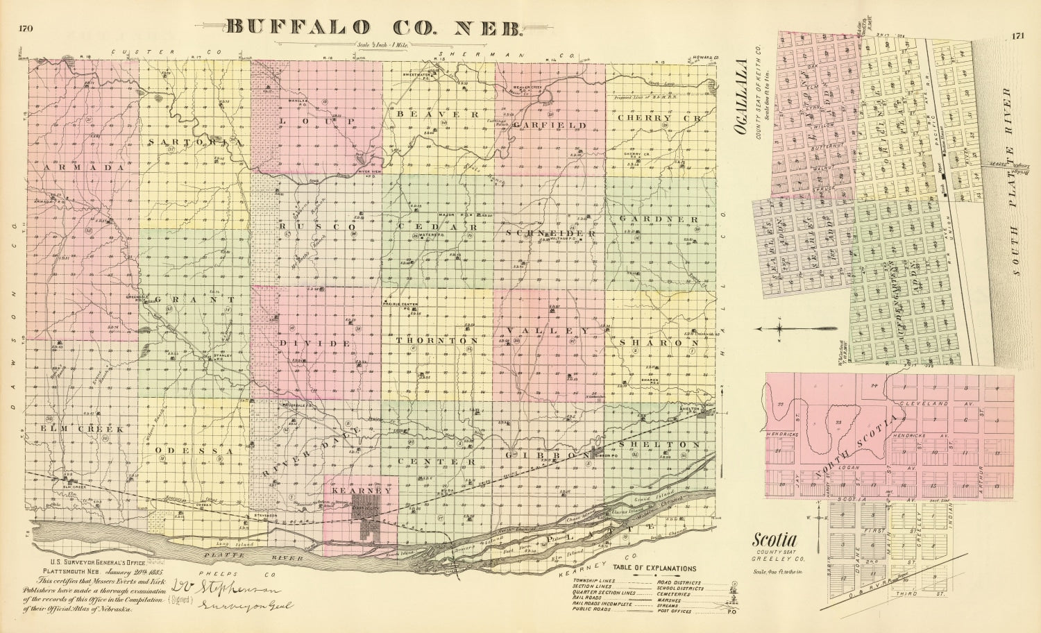 Vintage Map of Buffalo County, Nebraska 1885