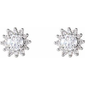Platinum 1/2 CTW Natural Diamond Halo-Style Earrings – image 2