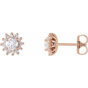 14K Rose Gold 1/2 CTW Natural Diamond Halo-Style Earrings