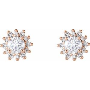 14K Rose Gold 1/2 CTW Natural Diamond Halo-Style Earrings – image 2