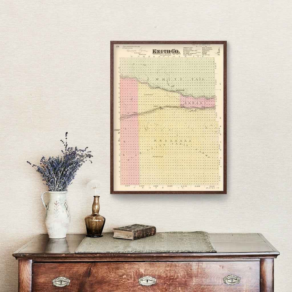 Vintage Map of Keith County, Nebraska 1885