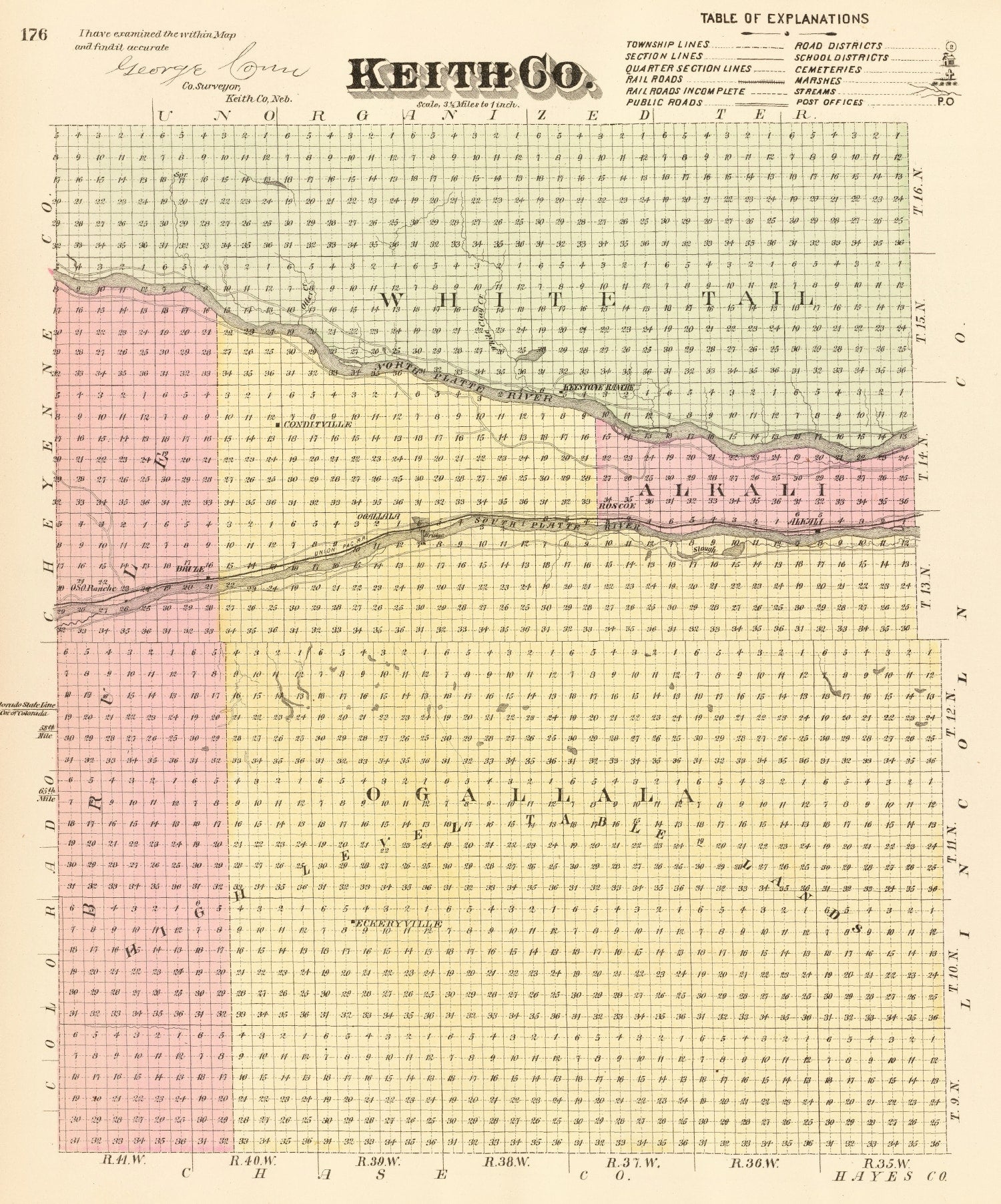 Vintage Map of Keith County, Nebraska 1885