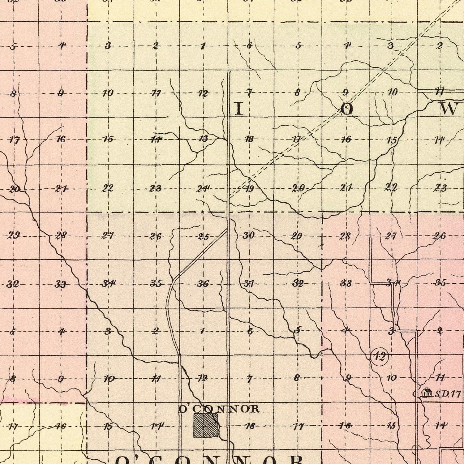 Vintage Map of Greeley County, Nebraska 1885