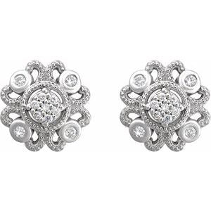 Sterling Silver 1/8 CTW Natural Diamond Cluster Earrings