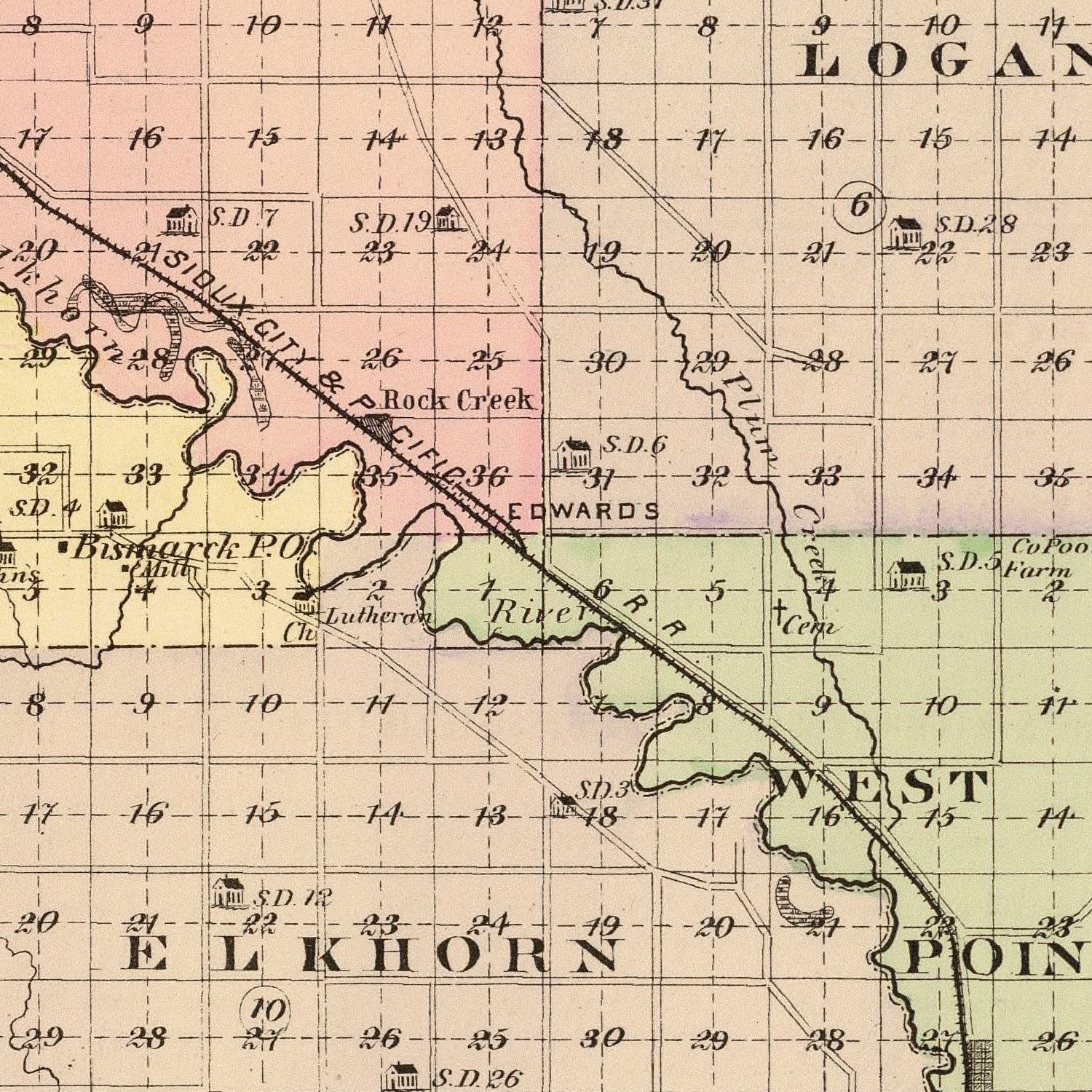 Vintage Map of Cuming County, Nebraska 1885
