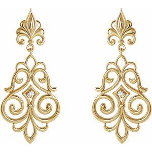 14K Yellow Gold Fleur-de-lis Single Earring Mounting – image 2