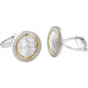 Sterling Silver & 14K Yellow Gold 1/2 CTW Natural Diamond Elephant Print Cuff Links
