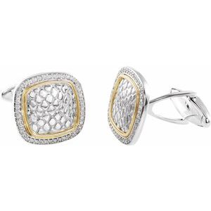 Sterling Silver & 14K Yellow Gold 1/2 CTW Natural Diamond Snake Print Cuff Links