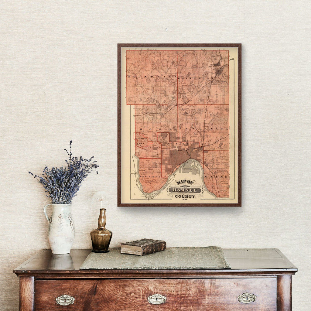 Vintage Map of Ramsey County, Minnesota 1874