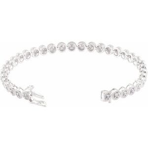14K White Gold 1 CTW Natural Diamond 7" Bracelet – image 2