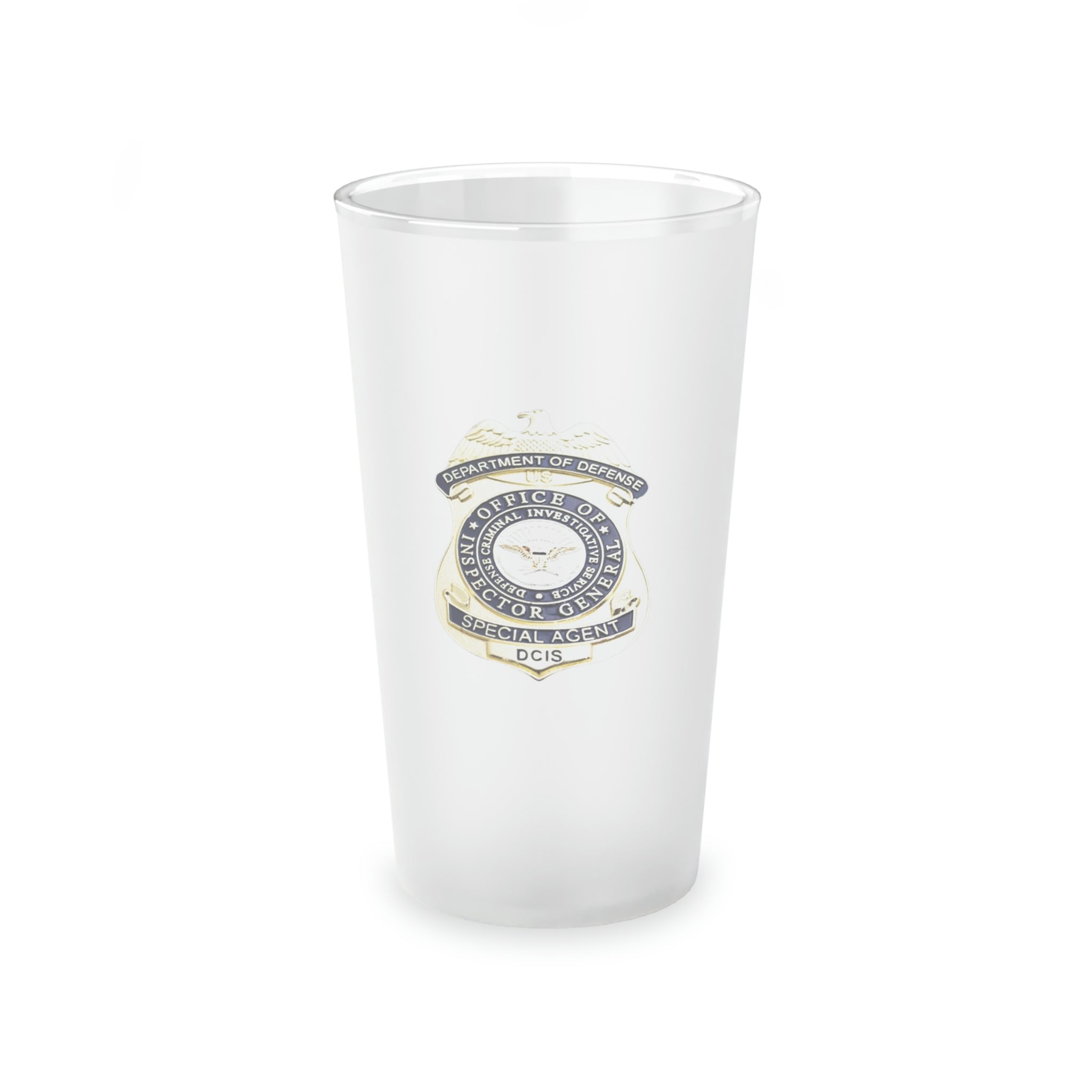 DCIS Badge Frosted Pint Glass, 16oz