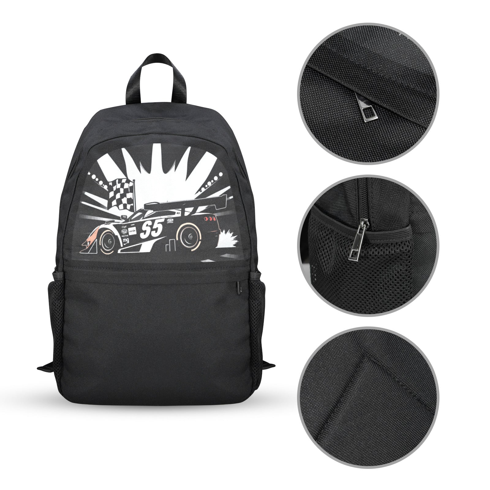 Race Car Winner Boy's Casual School Backpack | Upper Part Printing