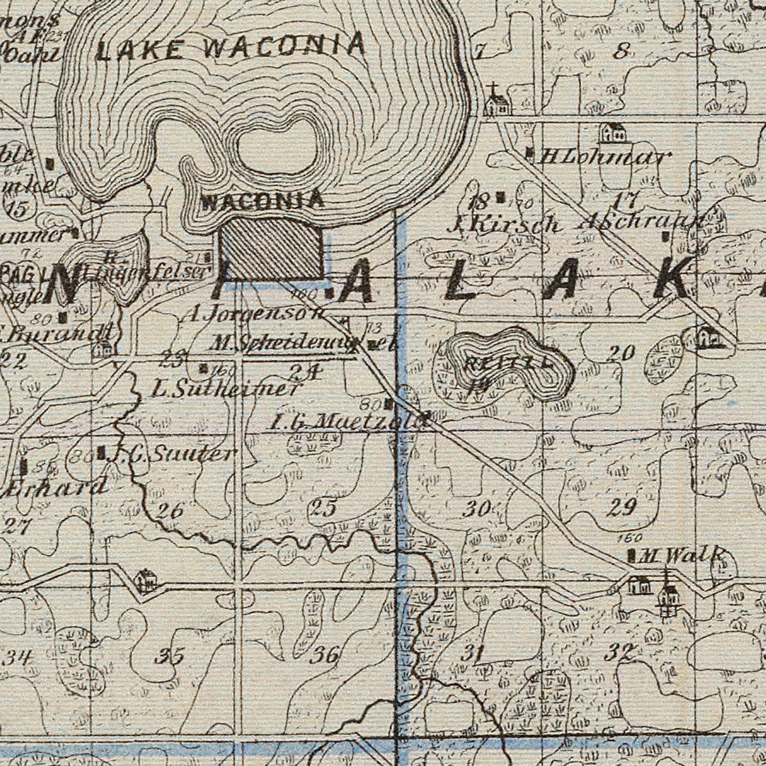 Vintage Map of Carver County, Minnesota 1874