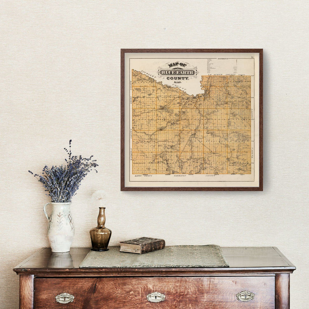 Vintage Map of Blue Earth County, Minnesota 1874