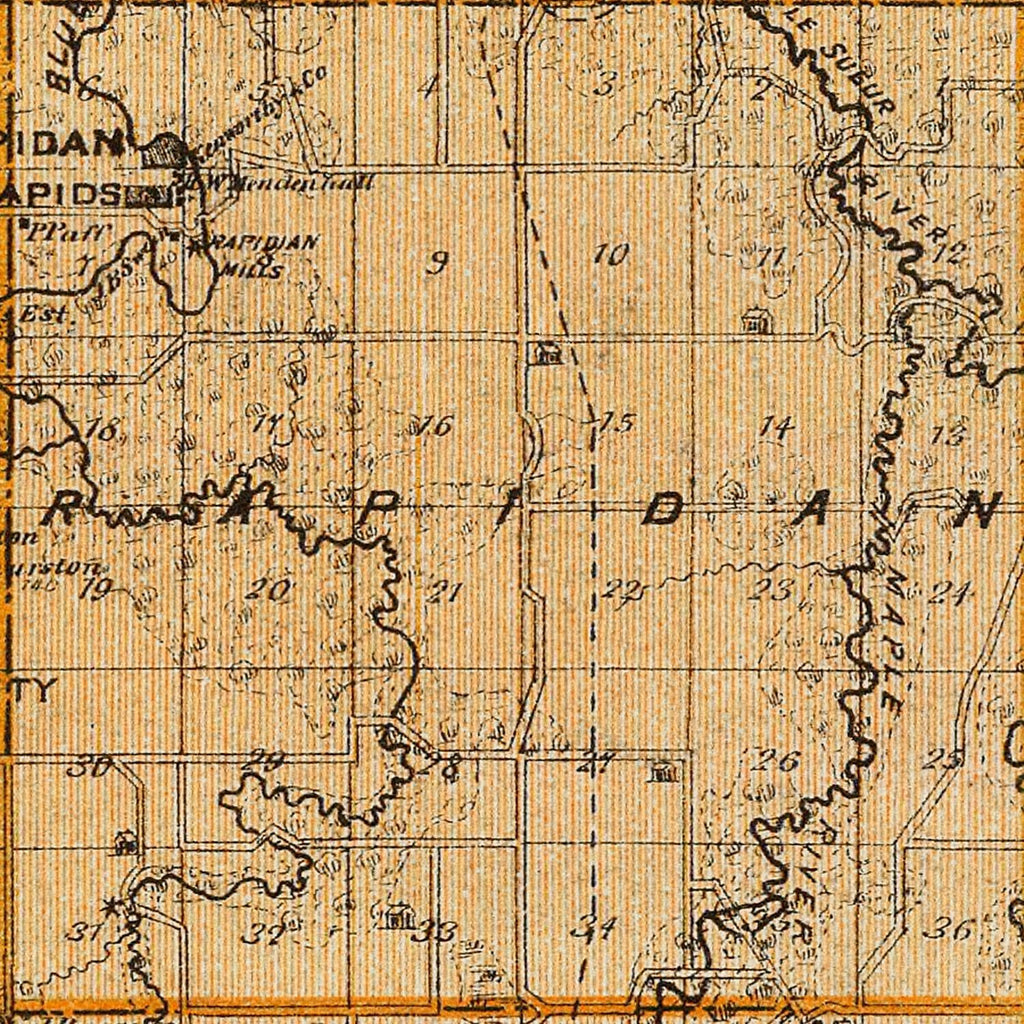 Vintage Map of Blue Earth County, Minnesota 1874