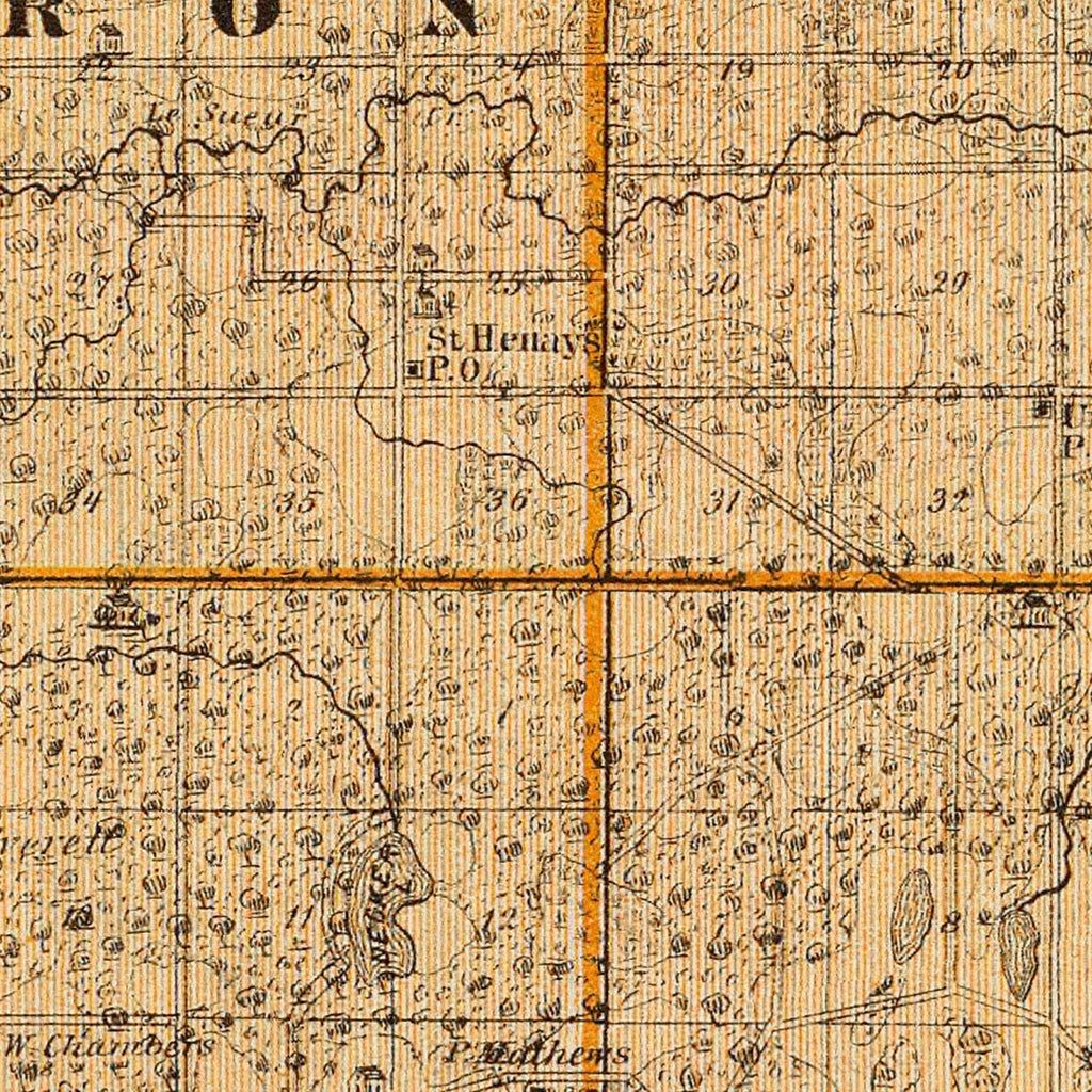 Vintage Map of Le Sueur County, Minnesota 1874