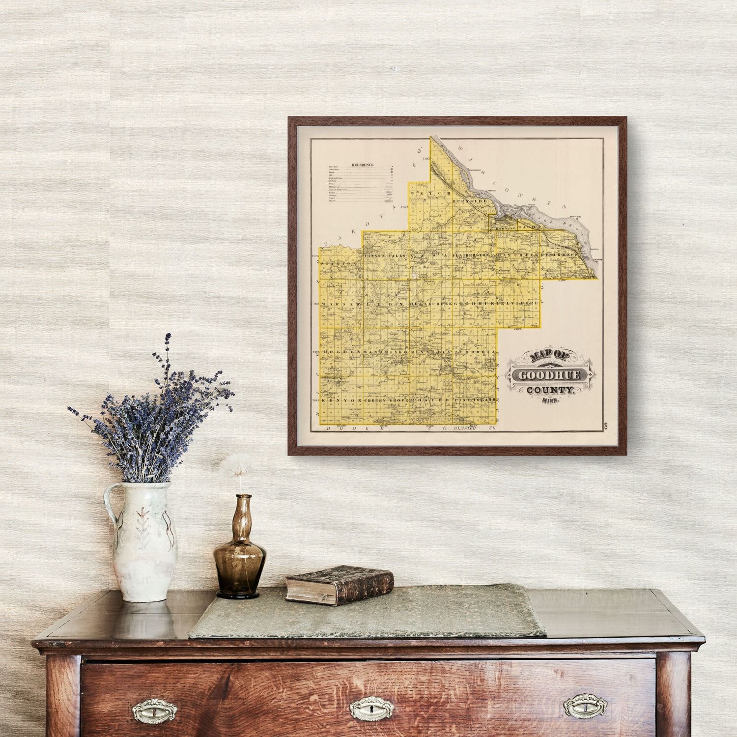 Vintage Map of Goodhue County, Minnesota 1874