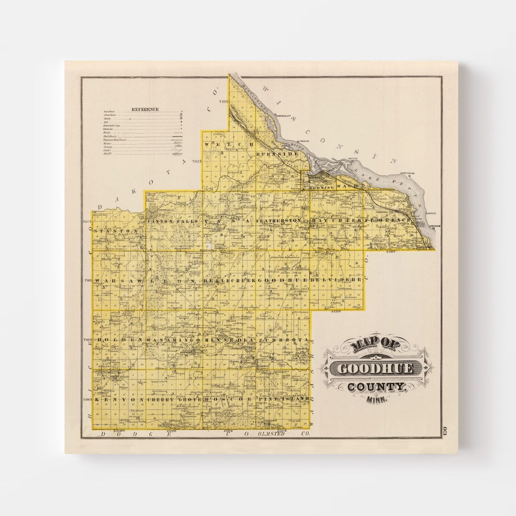 Vintage Map of Goodhue County, Minnesota 1874