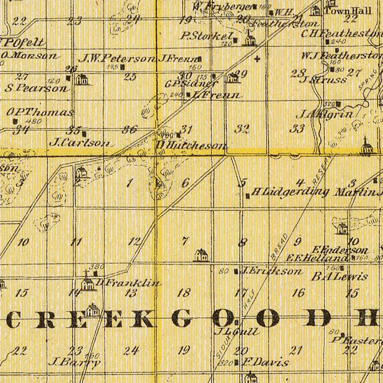 Vintage Map of Goodhue County, Minnesota 1874