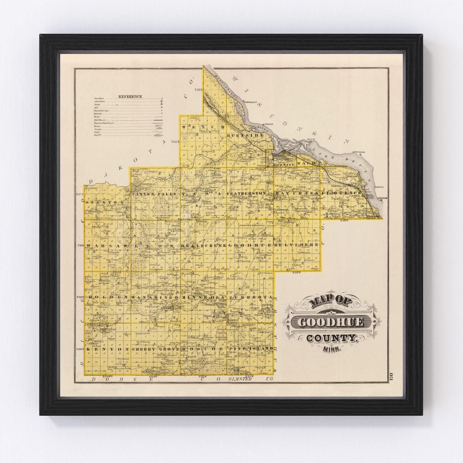 Vintage Map of Goodhue County, Minnesota 1874