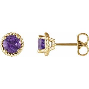 14K Yellow Gold Amethyst Rope Earrings
