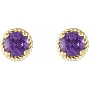 14K Yellow Gold Amethyst Rope Earrings – image 2