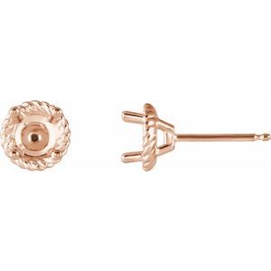 14K Rose Gold 5 mm Rope Earring Mounting