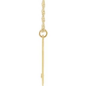 14K Yellow Gold Engravable Imitation Ruby Initial W 16" Necklace