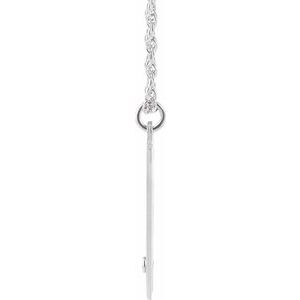 Rhodium-Plated Sterling Silver Engravable Imitation Peridot Initial W 16" Necklace
