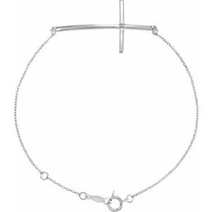 Sterling Silver 1.7 mm Round Sideways Cross 7-8" Bracelet Mounting