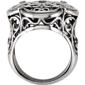 Sterling Silver .08 CTW Natural Diamond Filigree Ring