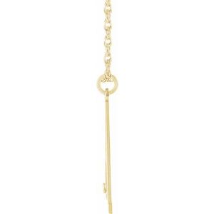 10K Yellow Gold Engravable Imitation Emerald Initial X 16" Necklace