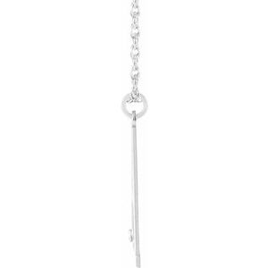 10K White Gold Engravable Imitation Pink Tourmaline Initial W 16" Necklace