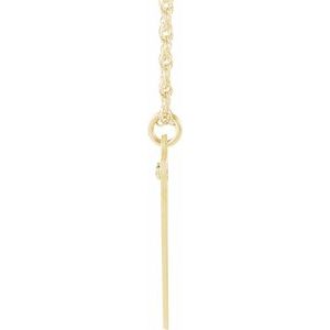 14K Yellow Gold Engravable Imitation Blue Zircon Initial V 16" Necklace