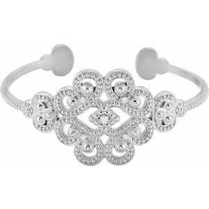 Sterling Silver 1/6 CTW Natural Diamond Cuff 7" Bracelet