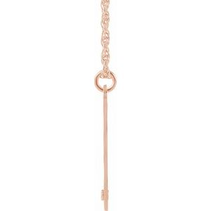 14K Rose Gold Engravable Imitation Emerald Initial X 16" Necklace