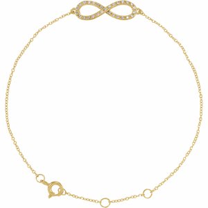 14K Yellow Gold 1/6 CTW Natural Diamond Infinity-Inspired 7-8" Bracelet