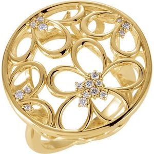 14K Yellow Gold 1/6 CTW Natural Diamond Floral Ring