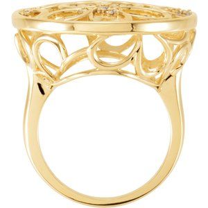 14K Yellow Gold 1/6 CTW Natural Diamond Floral Ring