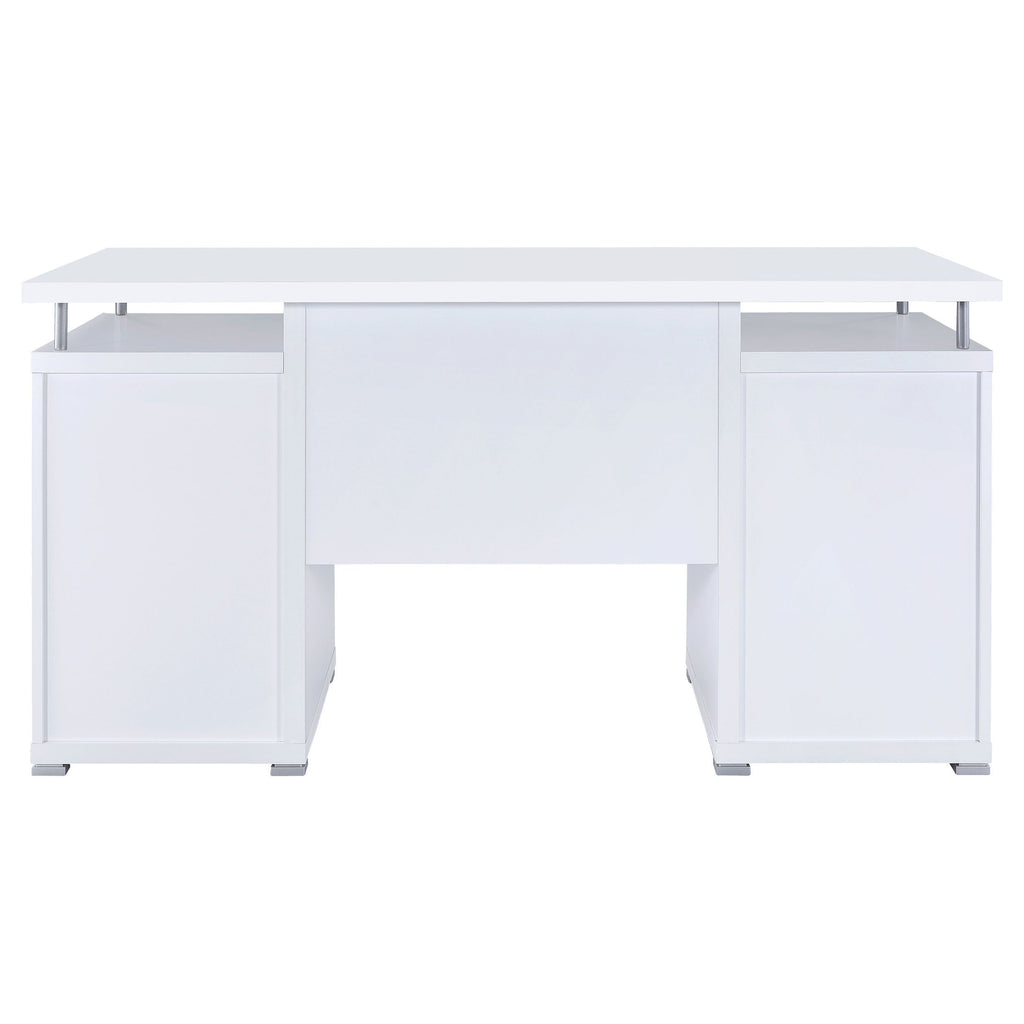 Rochelle White Computer Desk with 2 Drawers and Cabinet