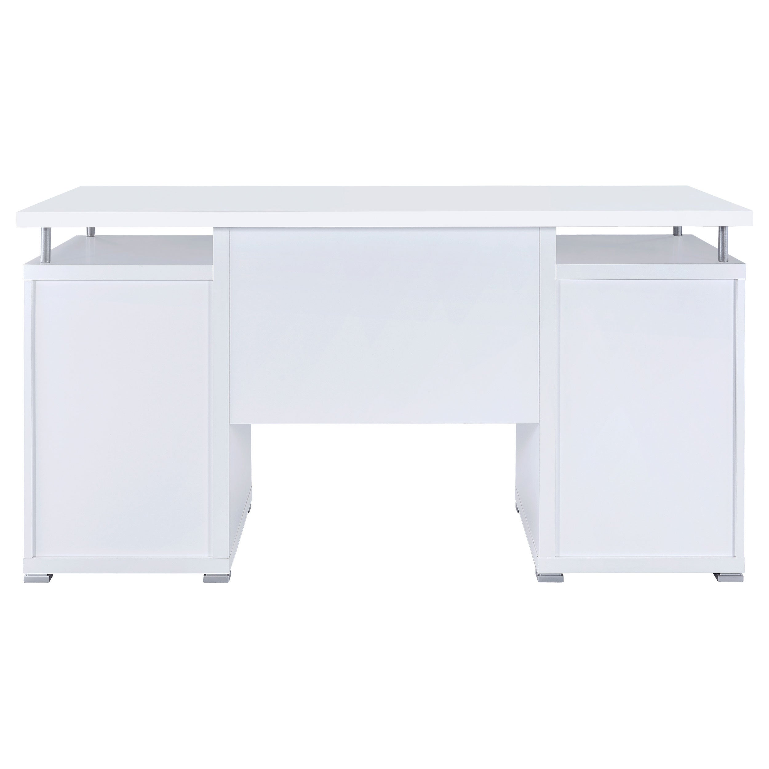 Rochelle White Computer Desk with 2 Drawers and Cabinet