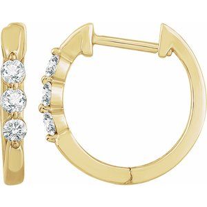 14K Yellow Gold 1/4 CTW Natural Diamond 14 mm Hoop Earrings