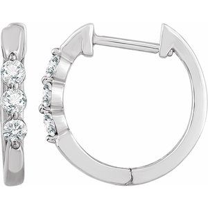 14K White Gold 1/4 CTW Natural Diamond 14 mm Hoop Earrings
