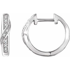14K White Gold .05 CTW Natural Diamond 14.8 mm Hoop Earrings