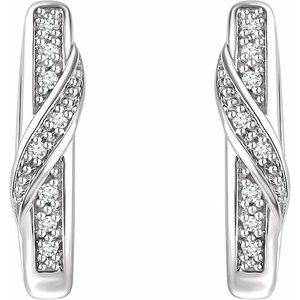 14K White Gold .05 CTW Natural Diamond 14.8 mm Hoop Earrings – image 2