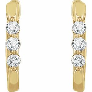 14K Yellow Gold 1/4 CTW Natural Diamond 14 mm Hoop Earrings
