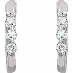 14K White Gold 1/4 CTW Natural Diamond 14 mm Hoop Earrings – image 2